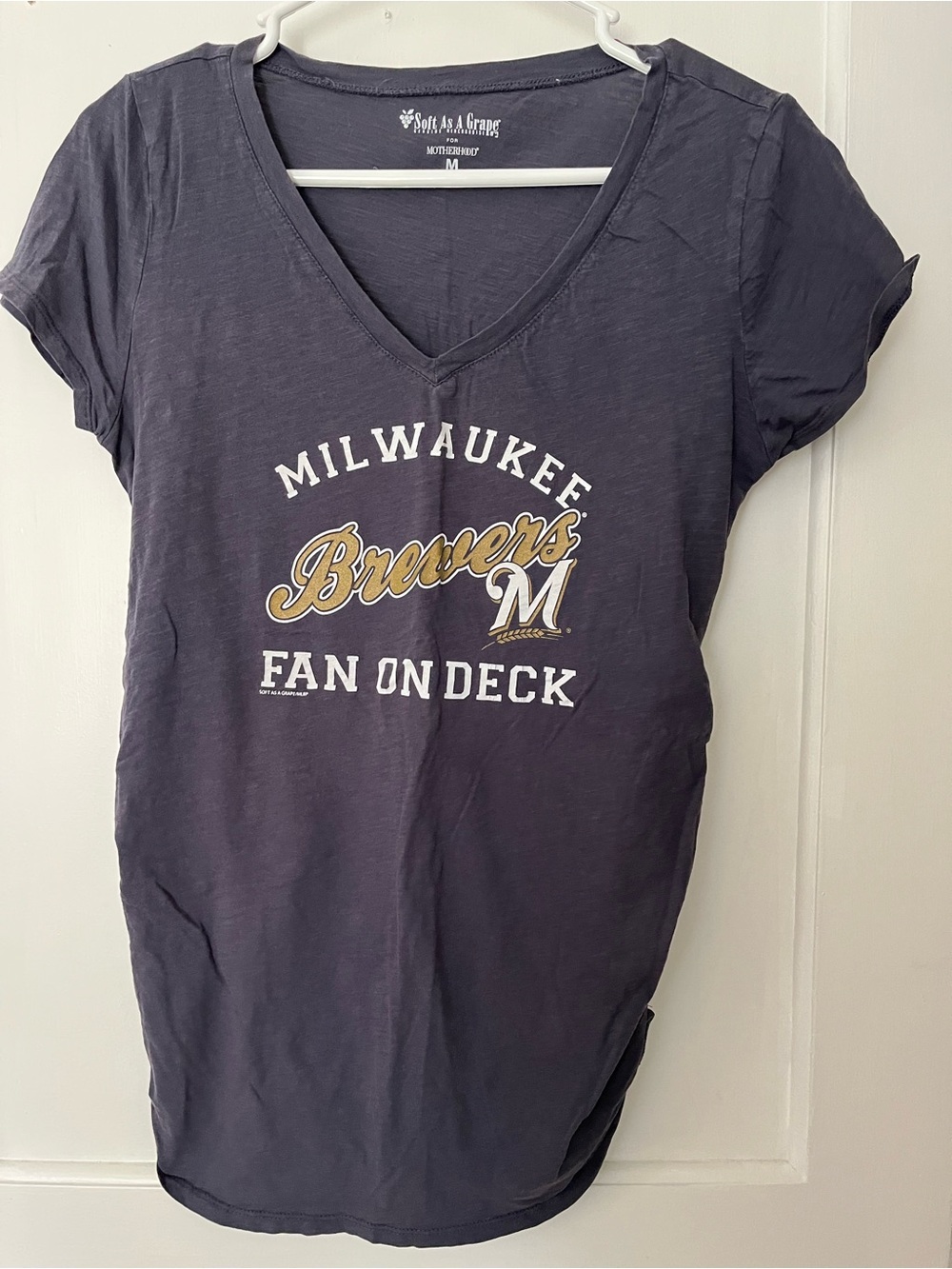 Motherhood Maternity Navy Milwaukee Brewers V-Neck Tee
